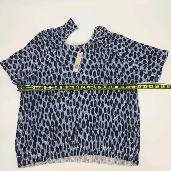 Nic Zoe Pebble Blues Knit Sweater Top Womens Size Large Leopard Fall Winter Soft - Picture 6 of 8
